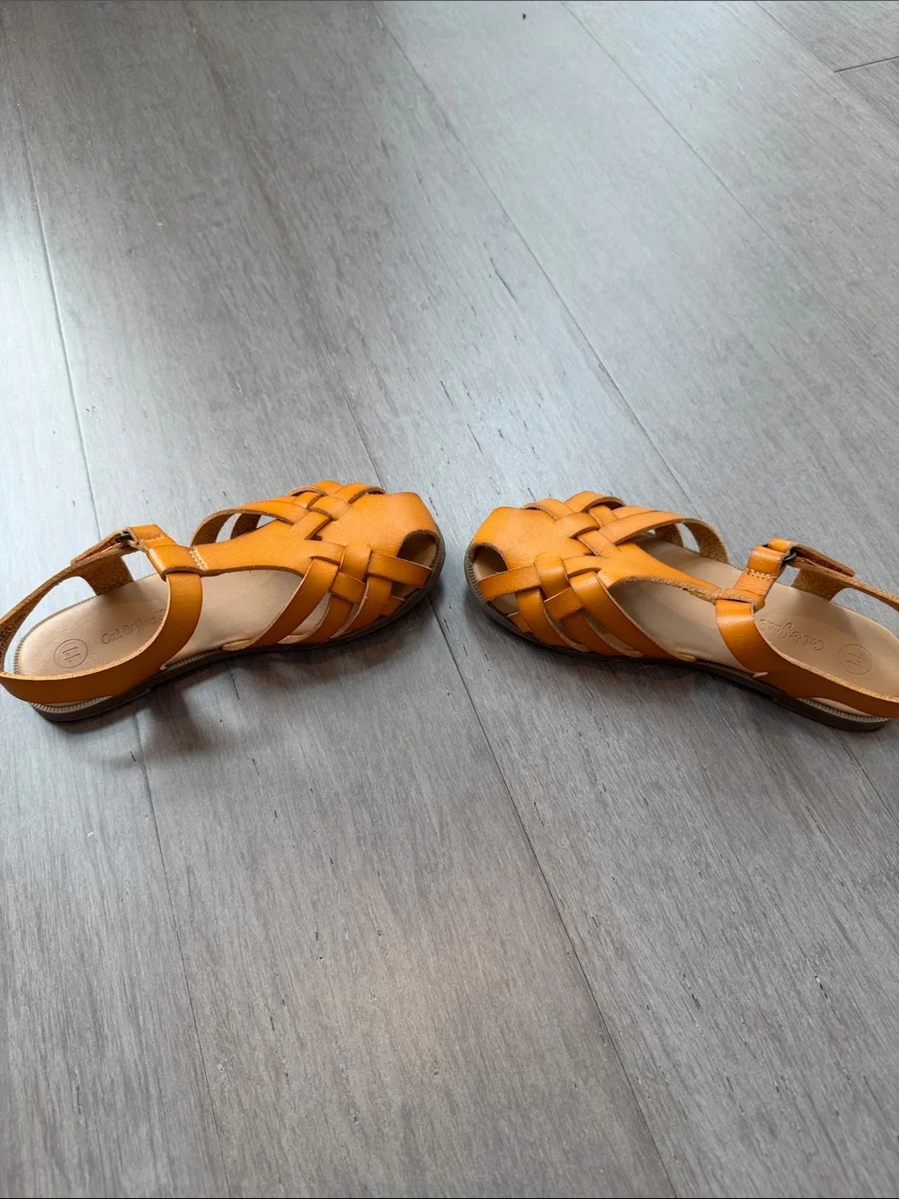 Havaianas Pale Pink Flip Flops with Tan Woven Cat&Jack Leather Sandals- size 11c